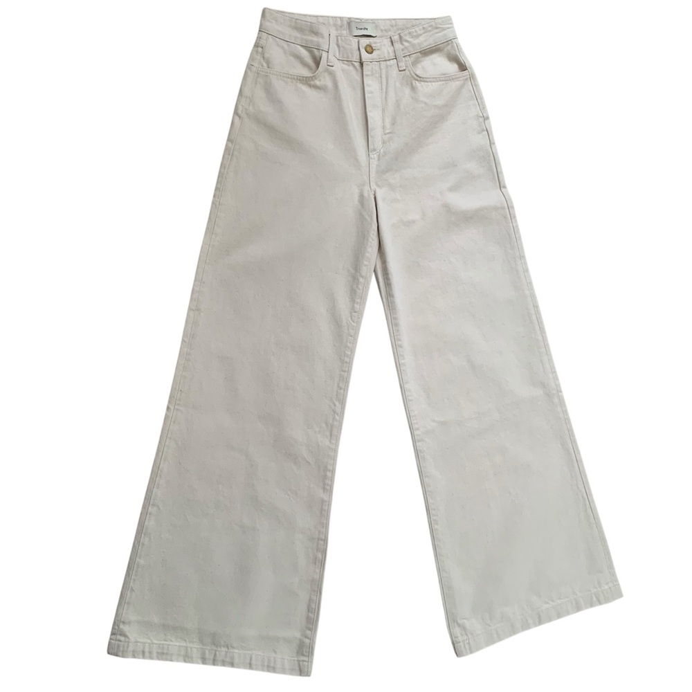 NWT Triarchy High Rise Wide Leg Cotton Jeans Off White Ivory Ms Fonda Size 29